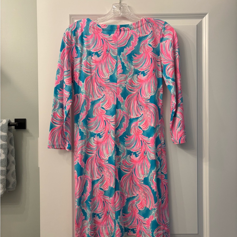 Lilly Pulitzer EUC Pink and Blue 3 Quarter Sleeve Dress Size Small